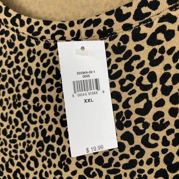 New Old Navy Luxe T-shirt Brown Leopard Print Short Sleeve Women's XXL 2XL - Picture 4 of 6